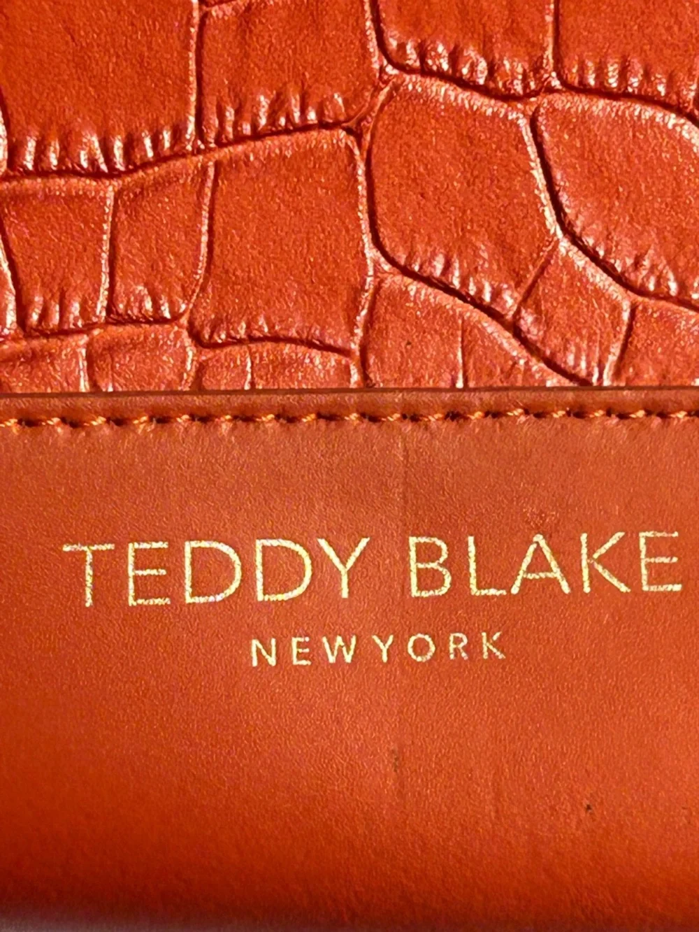Teddy Blake Orange Croc-Embossed Leather Satchel Purse - Picture 2 of 10